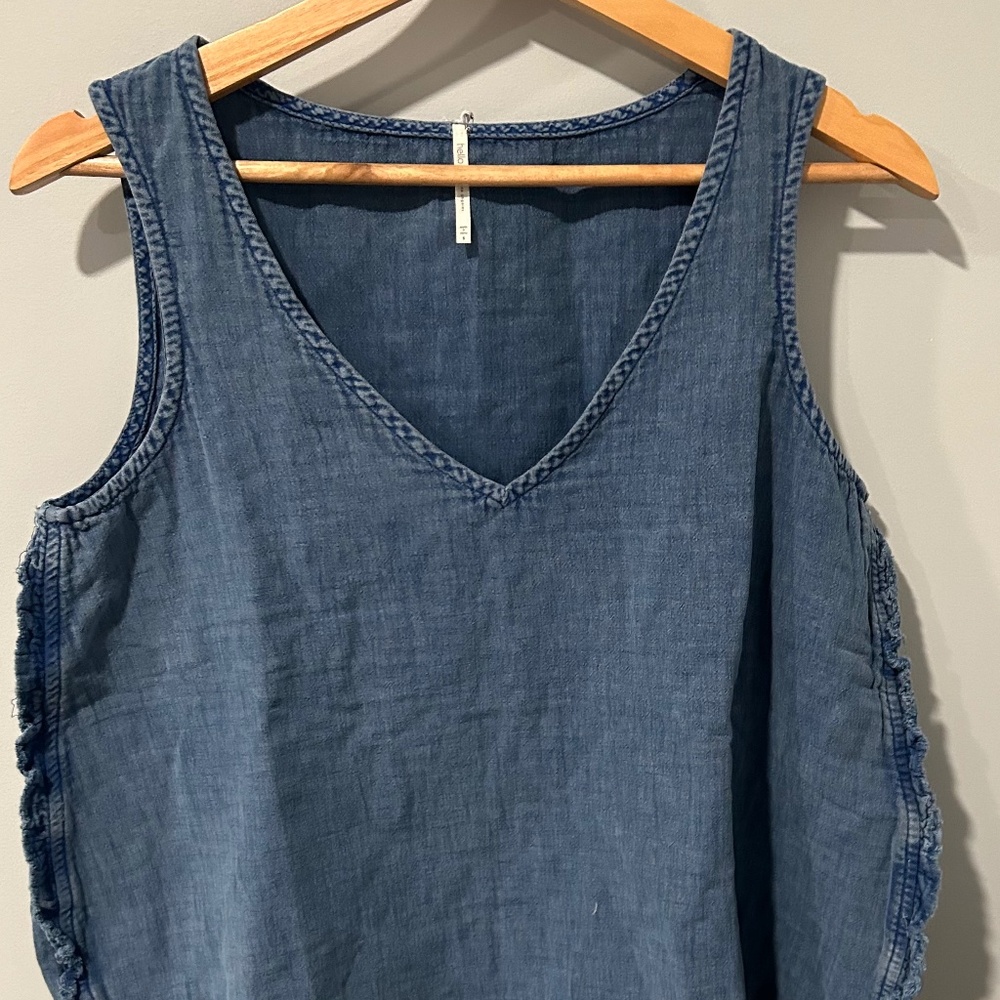 NWT Revolve Hello Nite Denim V Neck Ruffled Tank Small